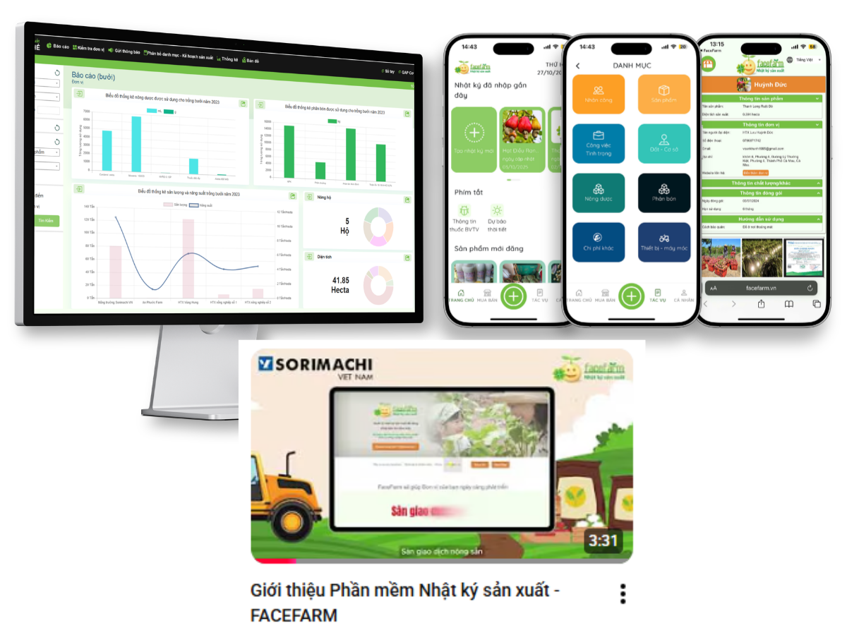 Giao diện FaceFarm - nhật ký sản xuất nông nghiệp